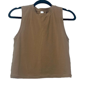 Yogalicious Cropped Crop Pullover Sleeveless V-Neck Brown Yoga Top Size L